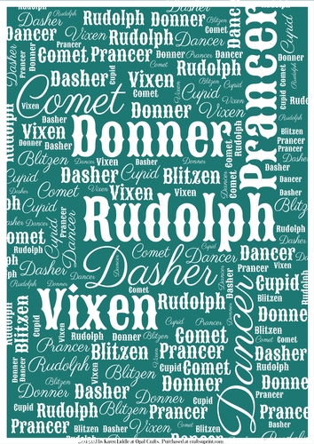 Santas Reindeer Word Backing Paper on Teal Background