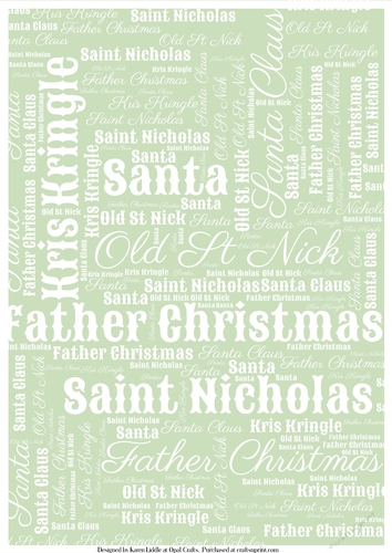Santas Word Backing Paper on Sage Green Background