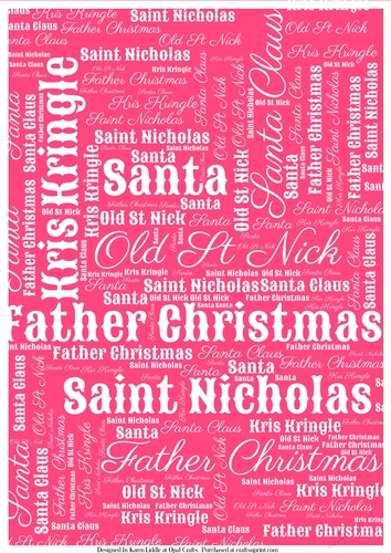 Santas Word Backing Paper on Pink Background