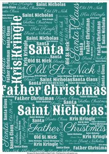 Santas Word Backing Paper on Teal Background