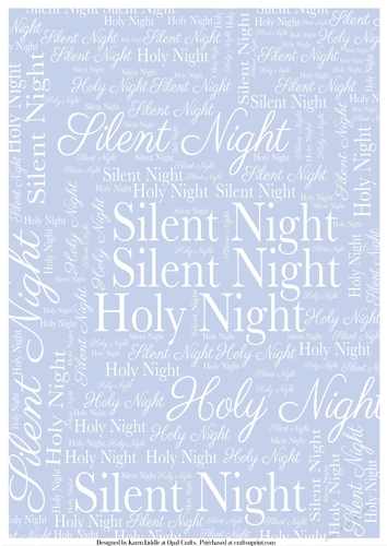 Silent Night Word Backing Paper on Light Blue Background