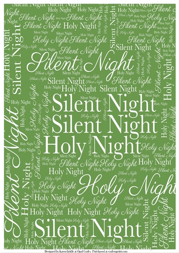 Silent Night Word Backing Paper on Light Green Background