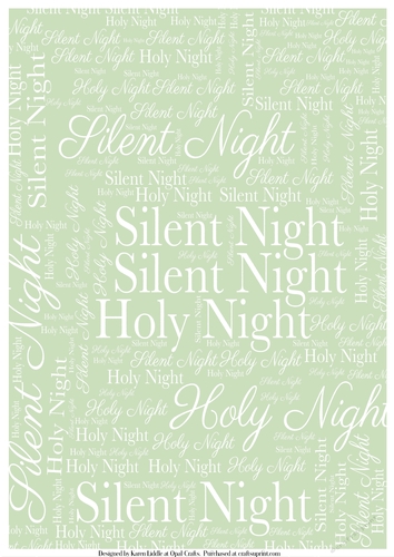 Silent Night Word Backing Paper on Sage Green Background