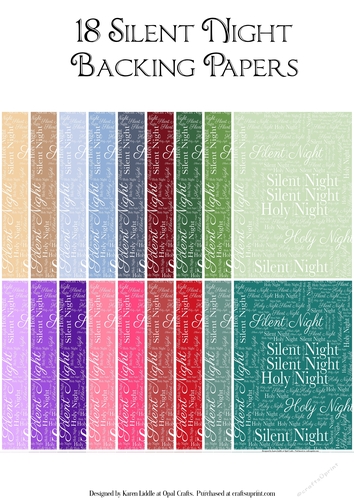 Silent Night Word Backing Paper - Coloured Background 