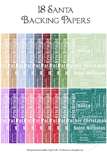 Santa Word Backing Paper - Coloured Background 