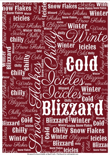 Winter Word Backing Paper on Burgundy Background