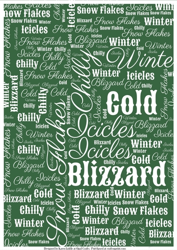 Winter Word Backing Paper on Dark Green Background