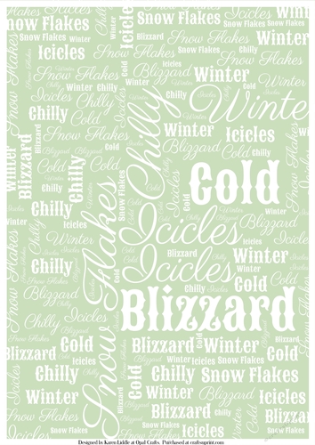 Winter Word Backing Paper on Sage Green Background