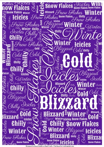 Winter Word Backing Paper on Purple Background