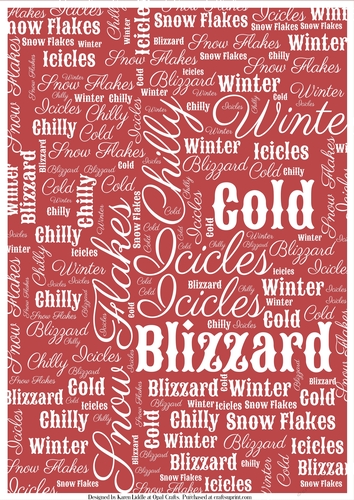 Winter Word Backing Paper on Raspberry Background