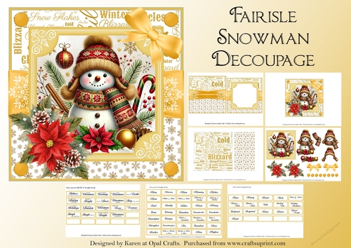 Fairisle Snowman Decoupage