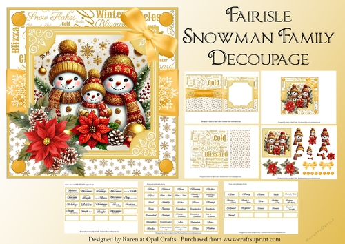 Fairisle Snowman Family Decoupage