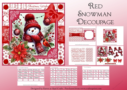 Red Snowman Decoupage