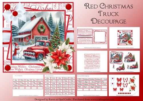 Red Christmas Truck Decoupage