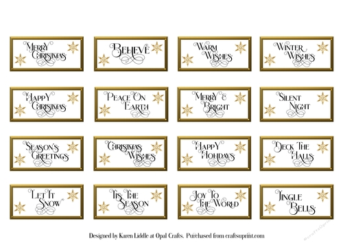 Flourish Christmas Sentiment Tiles in Gold