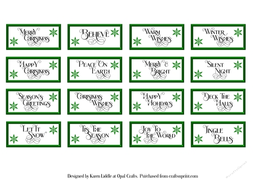 Flourish Christmas Sentiment Tiles in Green