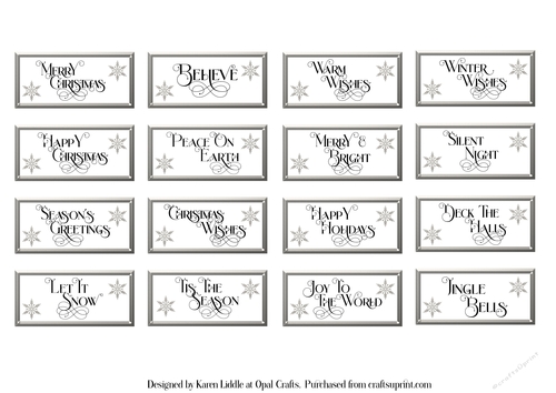 Flourish Christmas Sentiment Tiles in Silver