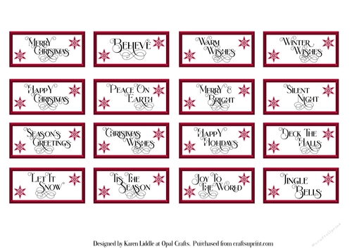 Flourish Christmas Sentiment Tiles in Red