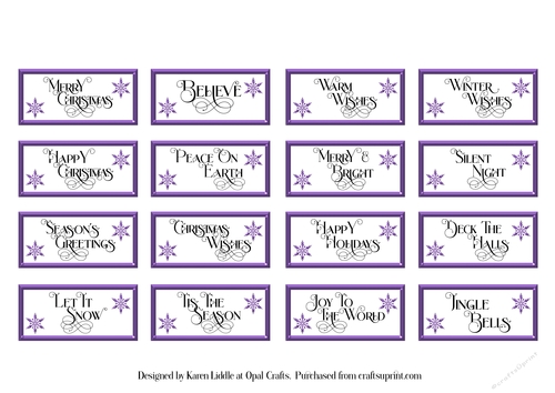 Flourish Christmas Sentiment Tiles in Purple