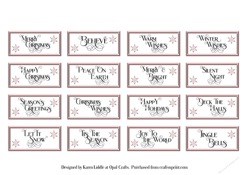 Flourish Christmas Sentiment Tiles in Rose Gold