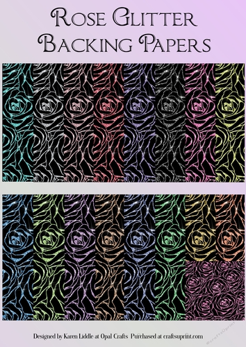 Glitter Rose Backing Papers
