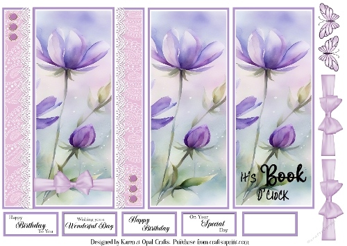 Purple Flower Bookmark Card 1