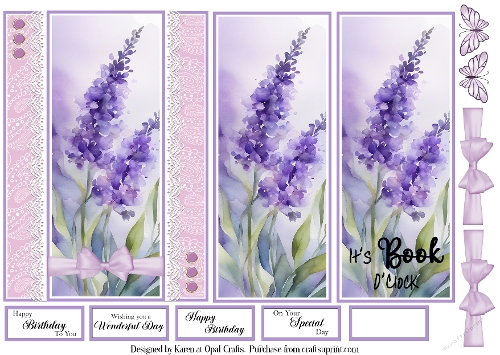 Purple Flower Bookmark Card 3