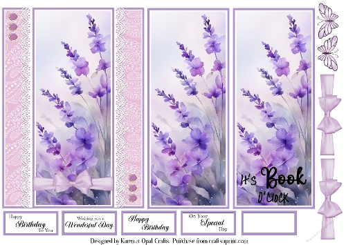 Purple Flower Bookmark Card 4
