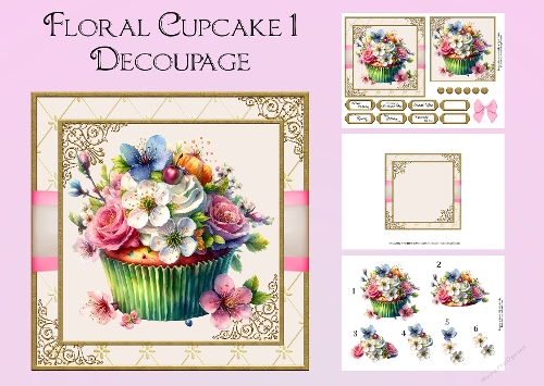 Floral Cupcake Decoupage 1