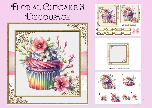 Floral Cupcake Decoupage 3