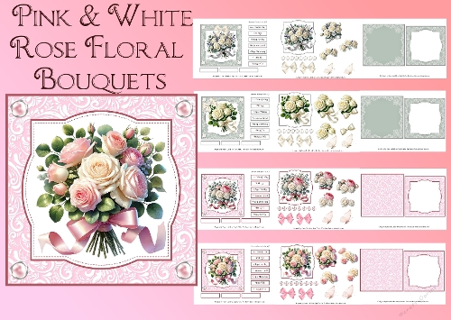 Pink & White Rose Bouquet Decoupage