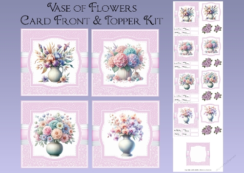 Vase of Flowers Card Front & Topper Kit