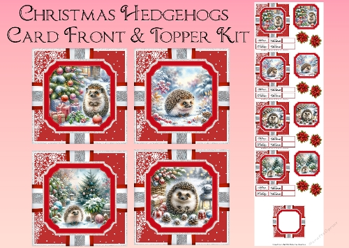 Christmas Hedgehogs Card Front & Topper Kit