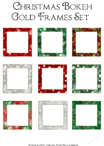 Gold Edge Christmas Bokeh Frames Set