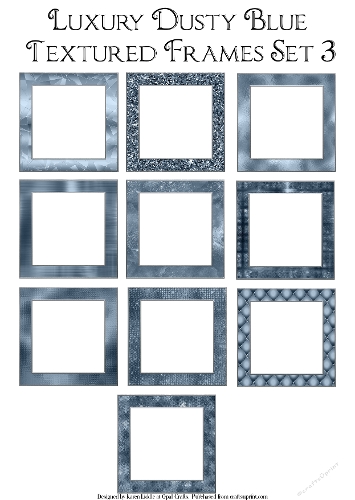 Metalic Silver Edge Dusty Blue Frames Set 3