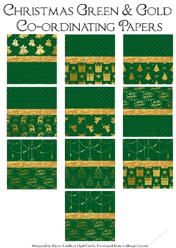 Christmas Green & Gold Coordinating Backing Papers