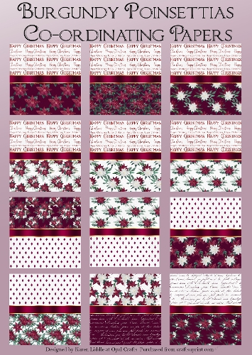 Burgundy Poinsettia Backing Papers