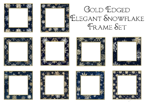 Elegant Snowflakes Frames with Gold Edges