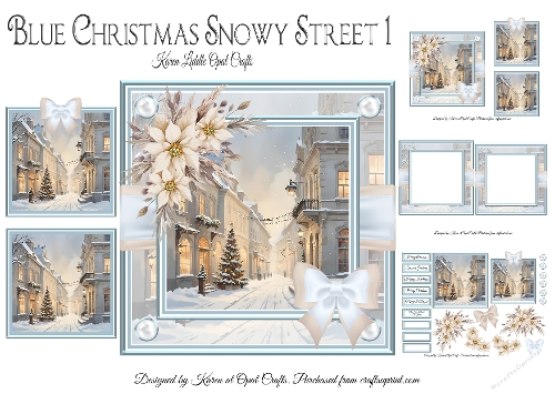 Blue Christmas Snowy Street 1