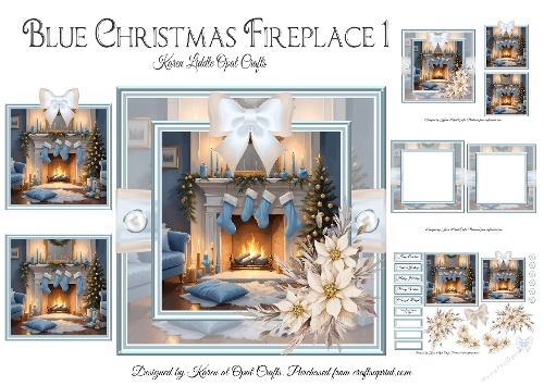 Blue Christmas Fireplace 1