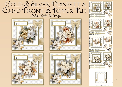 Gold & Silver Poinsettia Card Front & Topper Kit