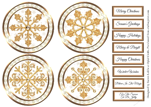 Golden Snowflakes Toppers & Sentiments