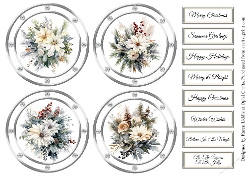 White Winter Florals Toppers & Sentiments