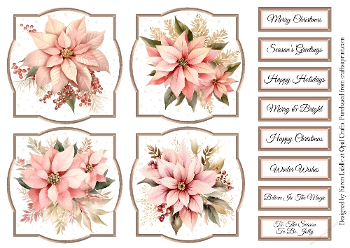 Blush Pink Poinsettia Toppers & Sentiments