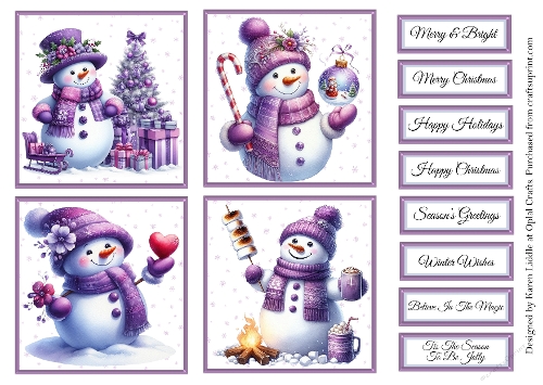 Purple Snowmen Toppers & Sentiments