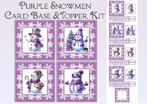 Purple Snowmen Card Front & Topper Kit
