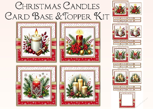Christmas Candles Card Front & Topper Kit