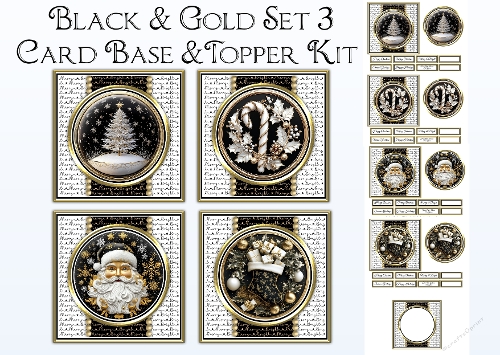 Black & Gold Card Front & Topper Kit - Set 3