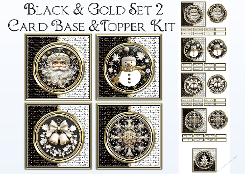 Black & Gold Card Front & Topper Kit - Set 2