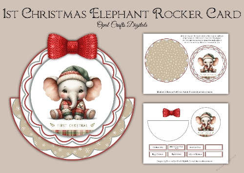 1st Christmas Elephant Rocker Card
